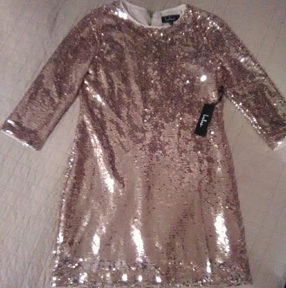 💕Lulu's Rose Gold Sequin Delightful Ways Dress - Picture 4 of 7